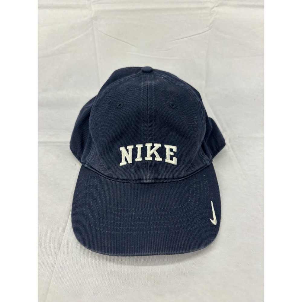 Nike Baseball Cap Mens Blue Cotton Swoosh Logo Adjustable Strapback Y2K